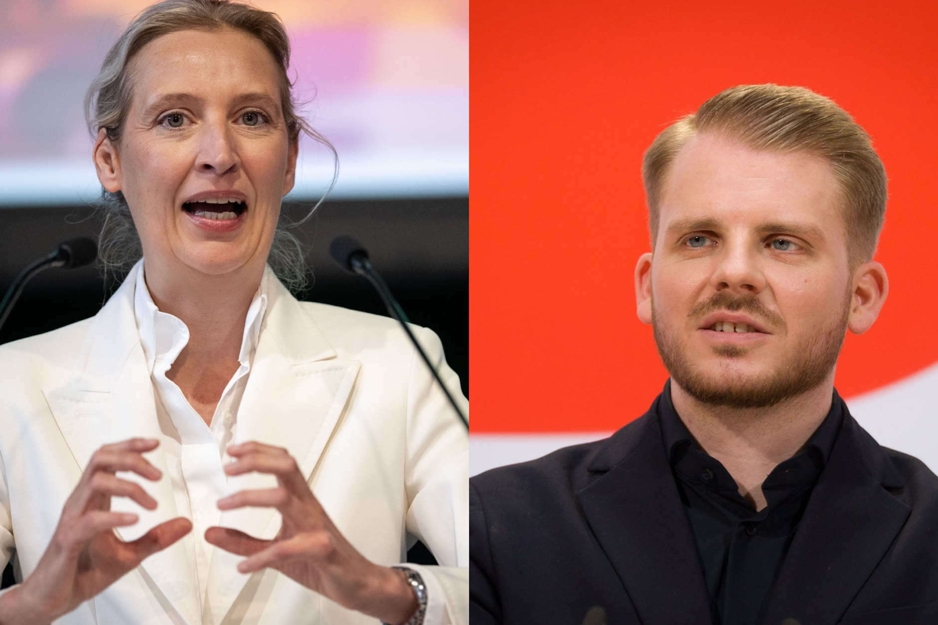 AfD-Chefin Alice Weidel und SPD-Generalsekretär Tim Klüssendorf lieferten sich am Wahlabend in einer ARD-Diskussion einen kurzen Schlagabtausch.
