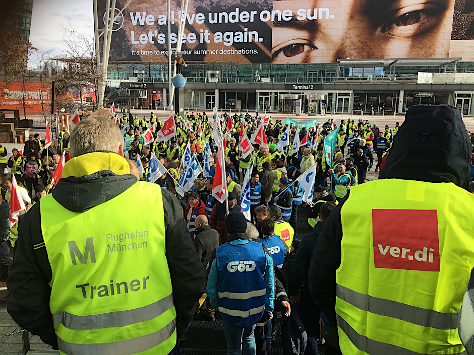 Eine Demonstration der Gewerkschaft Ver.di