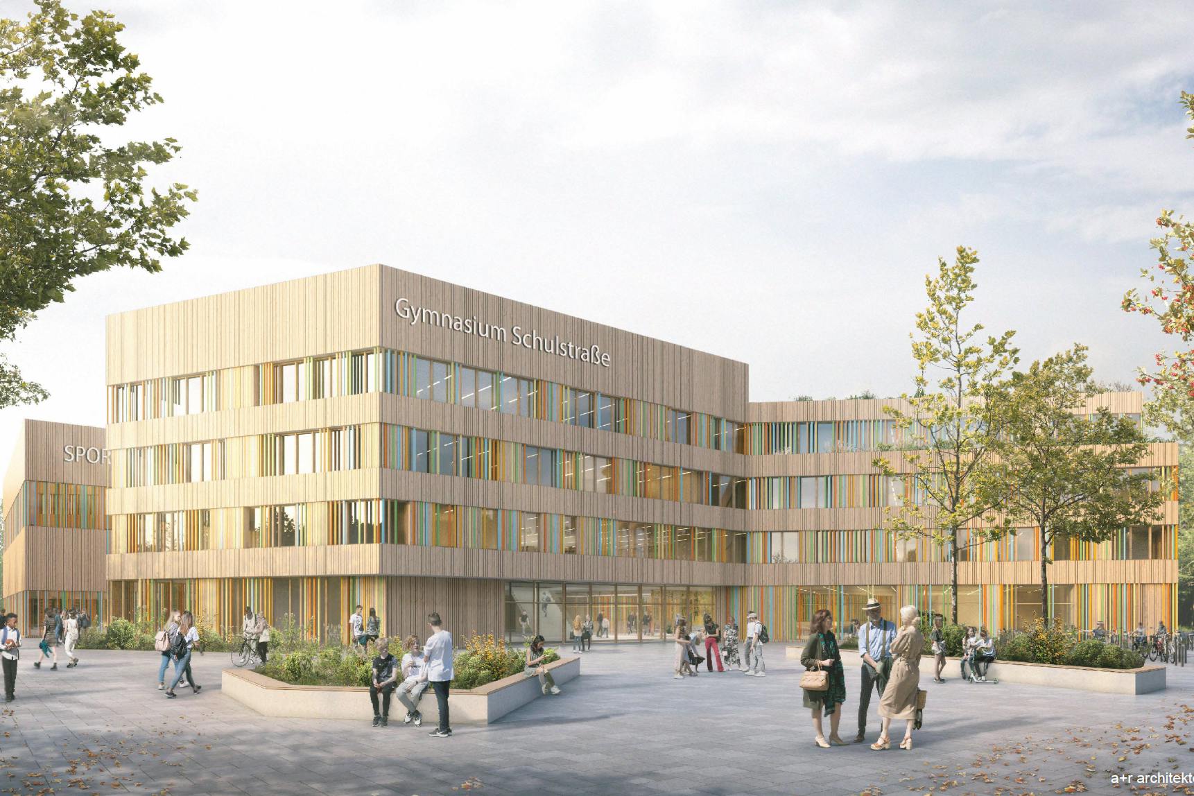 So wird das neue Gymnasium an der Schulstraße aussehen.