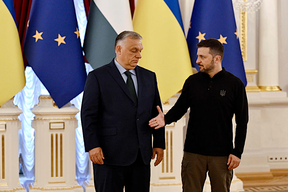 Der ungarische Ministerpräsident Viktor Orbán und der ukrainische Präsident Wolodymyr Selenskyj