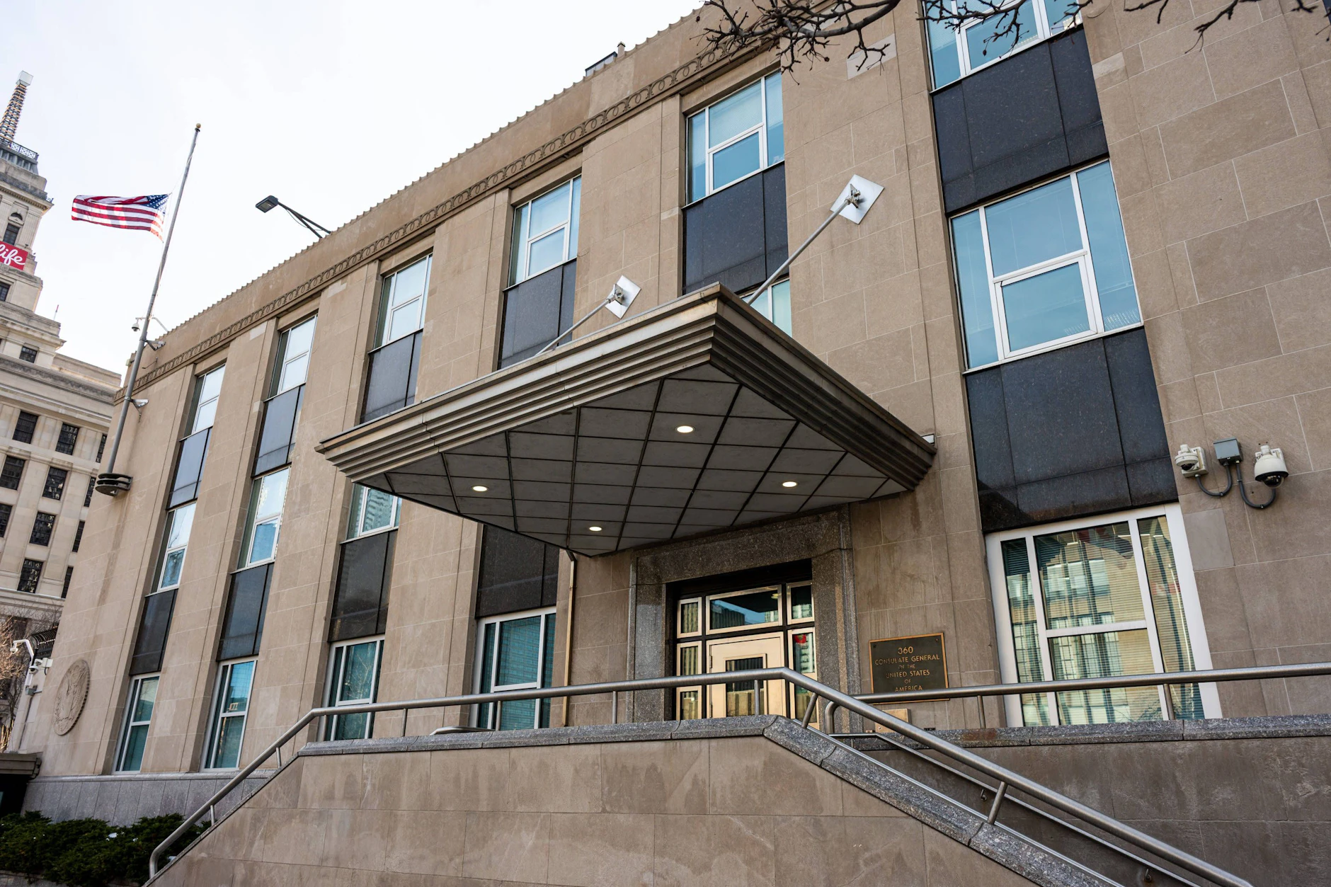 Das US Konsulat an der University Avenue in Toronto, Kanada.