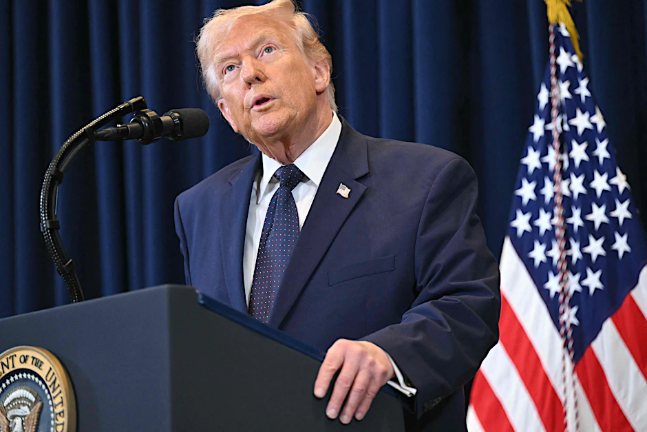 US-Präsident Donald Trump spricht während einer Pressekonferenz am Montag.