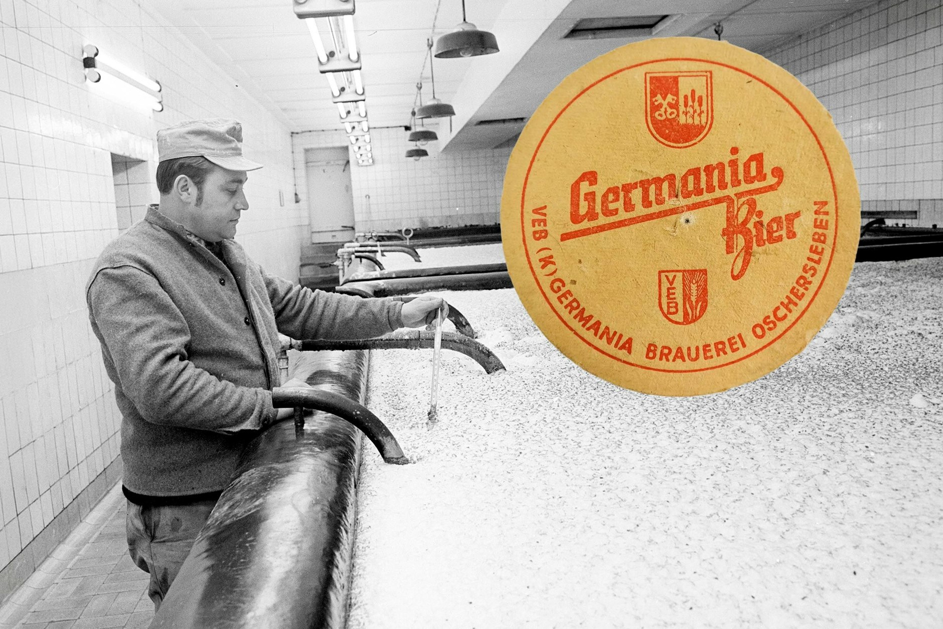 In der DDR gab es einige Brauereien. Hier sieht man einen Brauer in der Brauerei Braustolz in Karl-Marx-Stadt. Von der Brauerei in Oschersleben sind heute nur wenige Zeitzeugnisse erhalten, unter anderem Bierdeckel im DDR Museum Berlin.