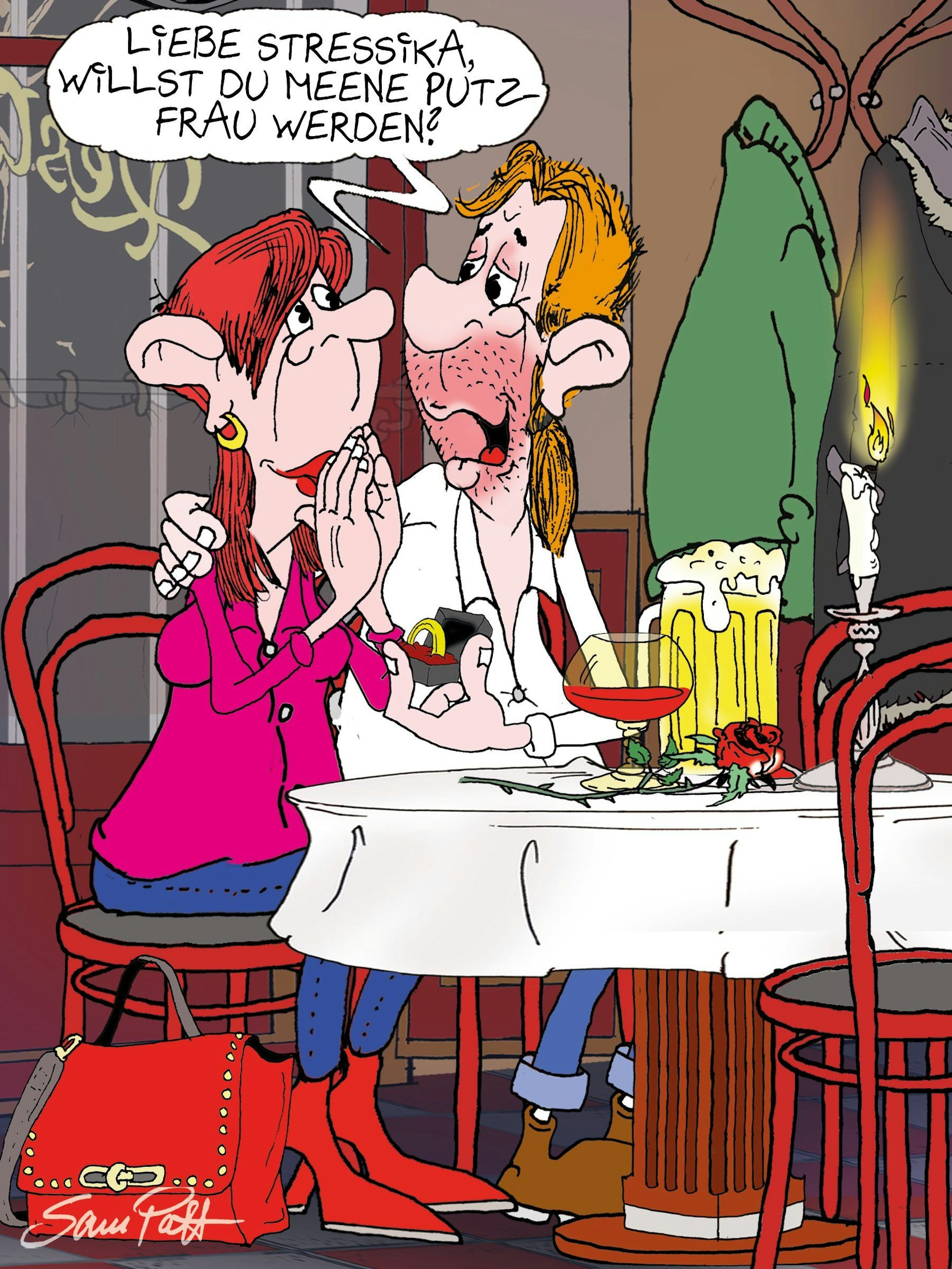 Der Cartoon des Tages überrascht dank Zeichner Sam Paff aus Berlin jeden Tag mit Berliner Humor.