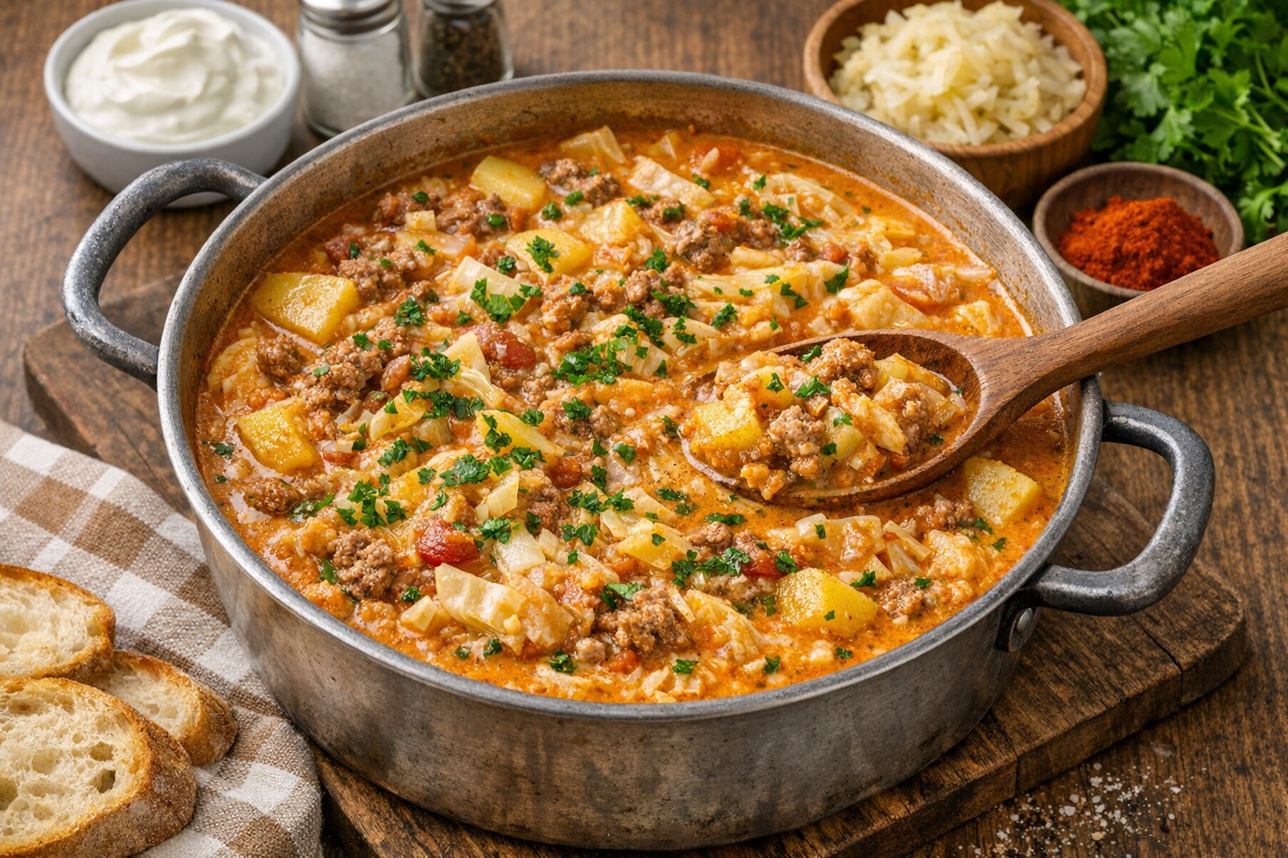 Schon einmal etwas von „Fauler Hausfrau“ gehört? Mit diesem Rezept bereiten Sie einen simplen Kohlrouladen-Eintopf zu. Perfekt für den Feierabend!