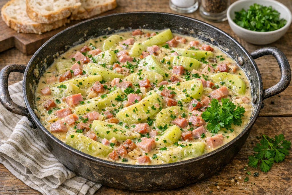 Omas Rezept für Schinkengurken? Günstig und cremig zum Abendbrot