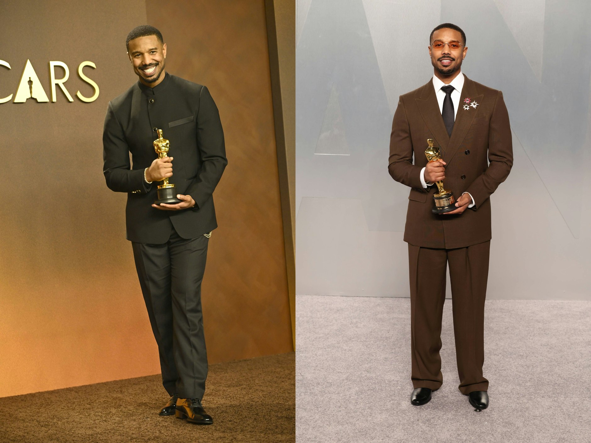 TOP:&nbsp;<strong>Michael B. Jordan</strong> kam in einem Smoking von&nbsp;<strong>Louis Vuitton</strong>&nbsp;mit Mandarin-Kragen, silberner Schlüsselkette und Lacklederschuhen zur Oscarverleihung und ging mit dem ultimativen Accessoire nach Hause. Den Oscar nahm er anschließend mit zur Afterparty von Vanity Fair, wo er sich in einen braunen Doppelreiher-Anzug von Tom Ford warf. Dort funkelten außerdem drei Broschen an seinem Revers, die der New Yorker Juwelier <strong>David Yurman</strong>&nbsp;für ihn angefertigt hatte. Eine davon trug er auch schon auf dem roten Teppich, allerdings versteckt hinten am Kragen. Ein Mann, der sich das Spiel mit Accessoires zutraut, gefällt uns!