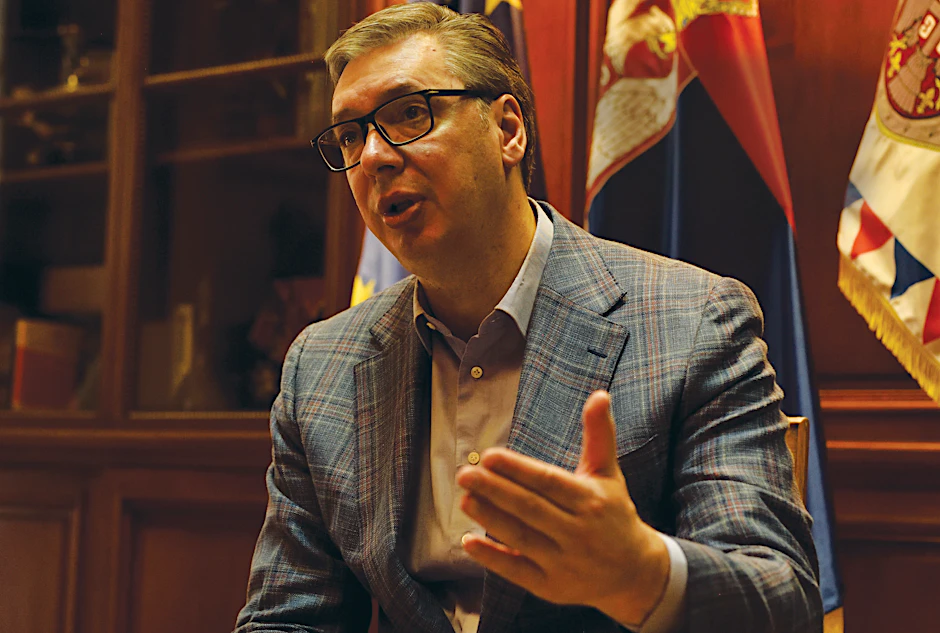Der serbische Präsident Aleksandar Vučić im Interview mit der Berliner Zeitung im Präsidentenpalast in Belgrad.