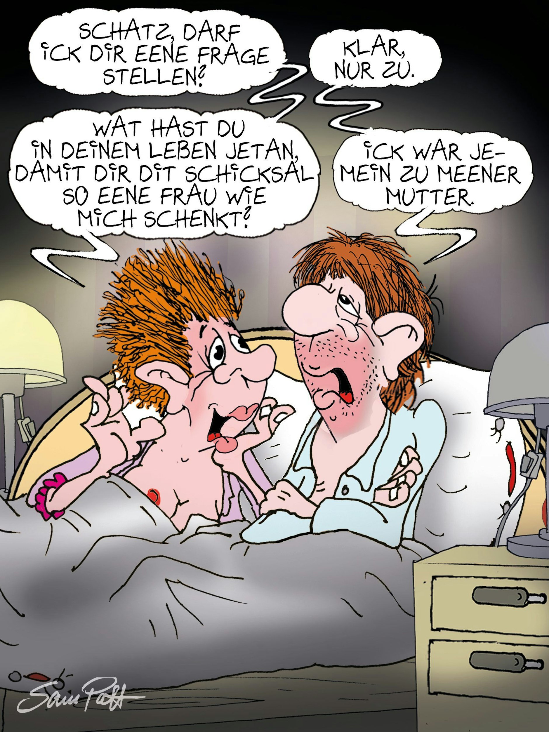 Der Cartoon des Tages kommt jeden Tag von unserem genialen Zeichner Sam Paff aus Berlin. Genießen Sie auch heute seinen Berliner Humor!