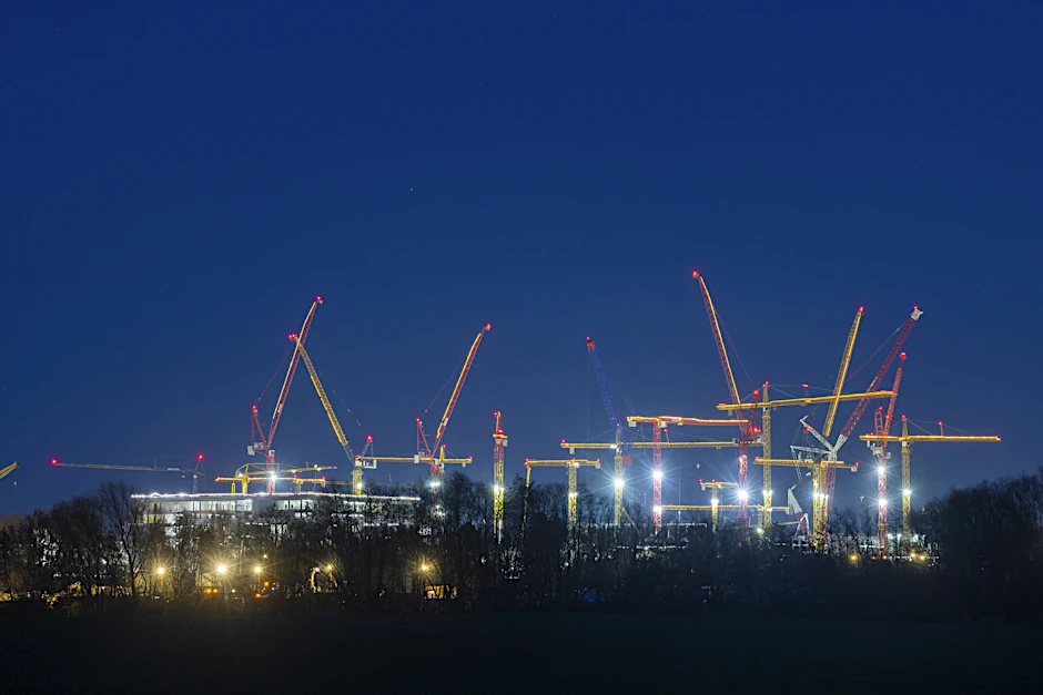 Die Baustelle der ESMC-Fabrik bei Nacht: Im Silicon Saxony haben sich auch vergangenes Jahr wieder mehrere Firmen angesiedelt.