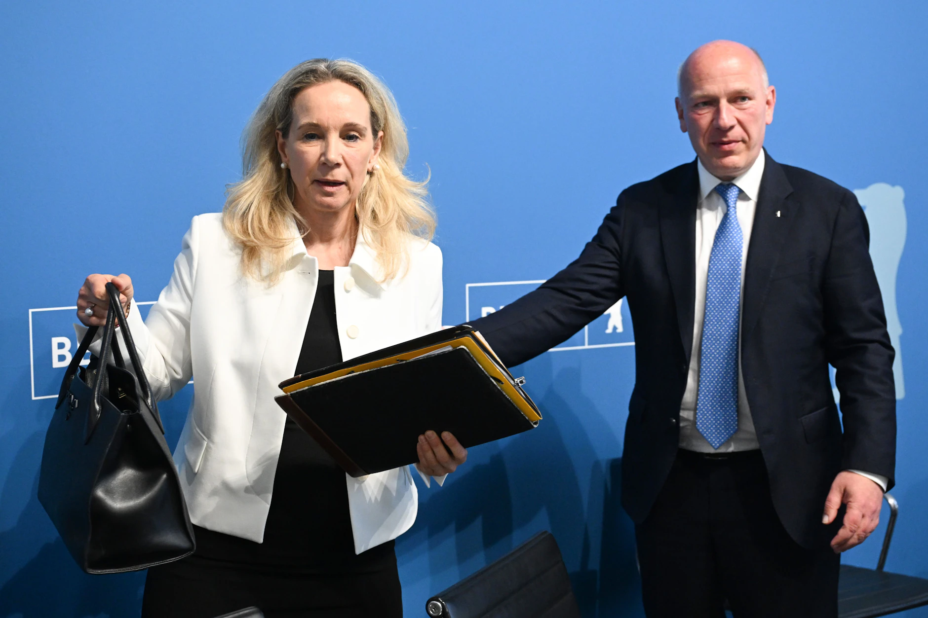 Pressekonferenz im Roten Rathaus.  Kai Wegner stellt die neue Kultursenatorin Sarah Wedl-Wilson vor.