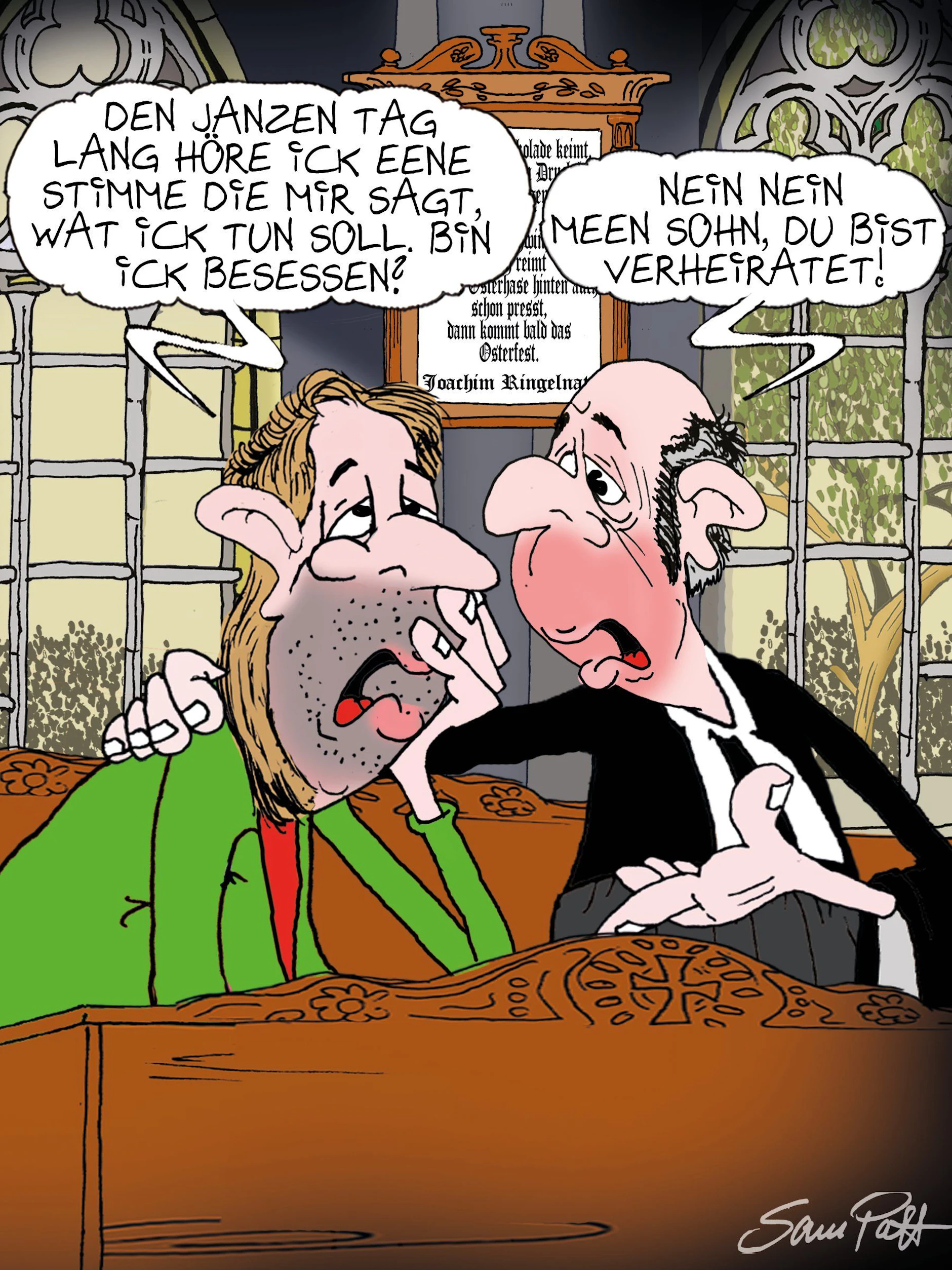 Der Cartoon des Tages kommt jeden Tag von unserem Zeichner Sam Paff aus Berlin. Er bringt Sie mit seinem Berliner Humor garantiert zum Schmunzeln.