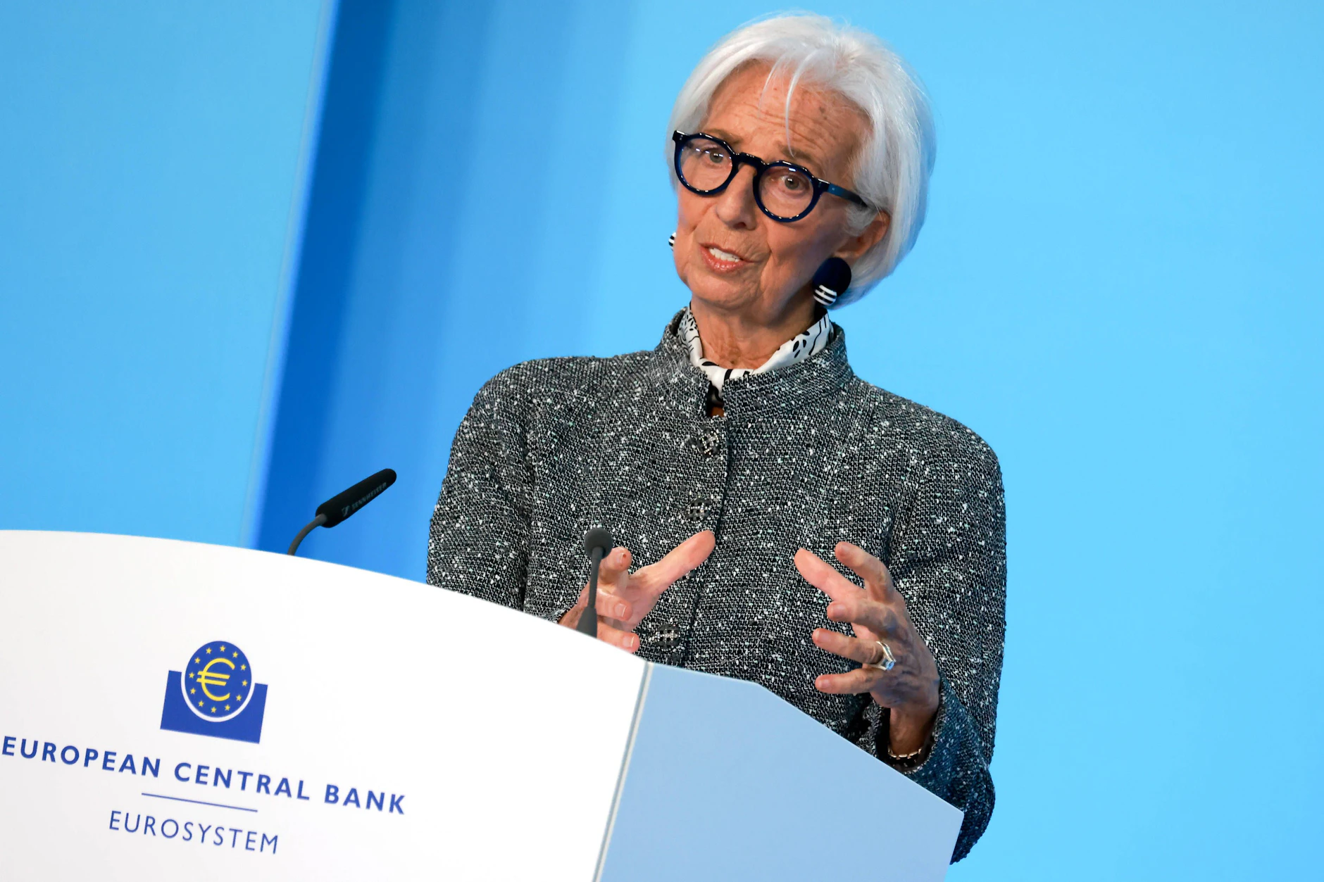 Die Präsidentin der Europäischen Zentralbank Christine Lagarde nach der EZB-Ratssitzung am Donnerstag in Frankfurt