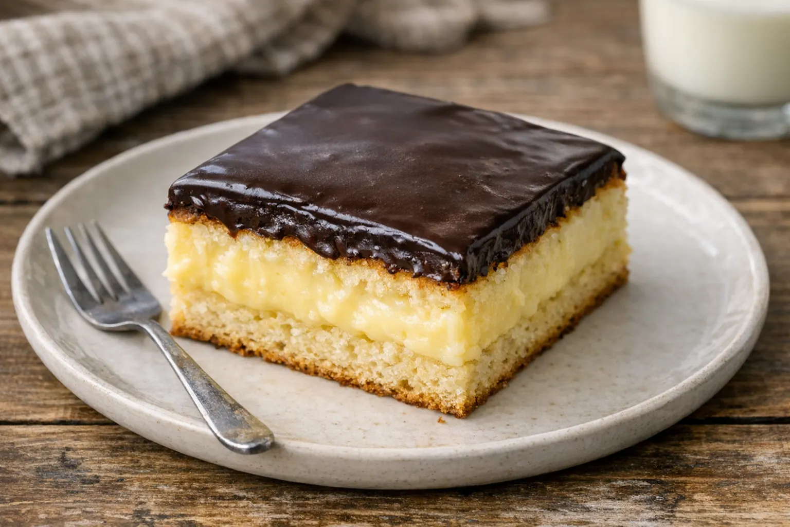 Wer von diesem leckeren Puddingkuchen mit Schokoladenguss nur ein elnzelnes Stück futtert, ist selbst schuld. Zum Glück wird mit unserem Rezept ein ganzer Blechkuchen gebacken.