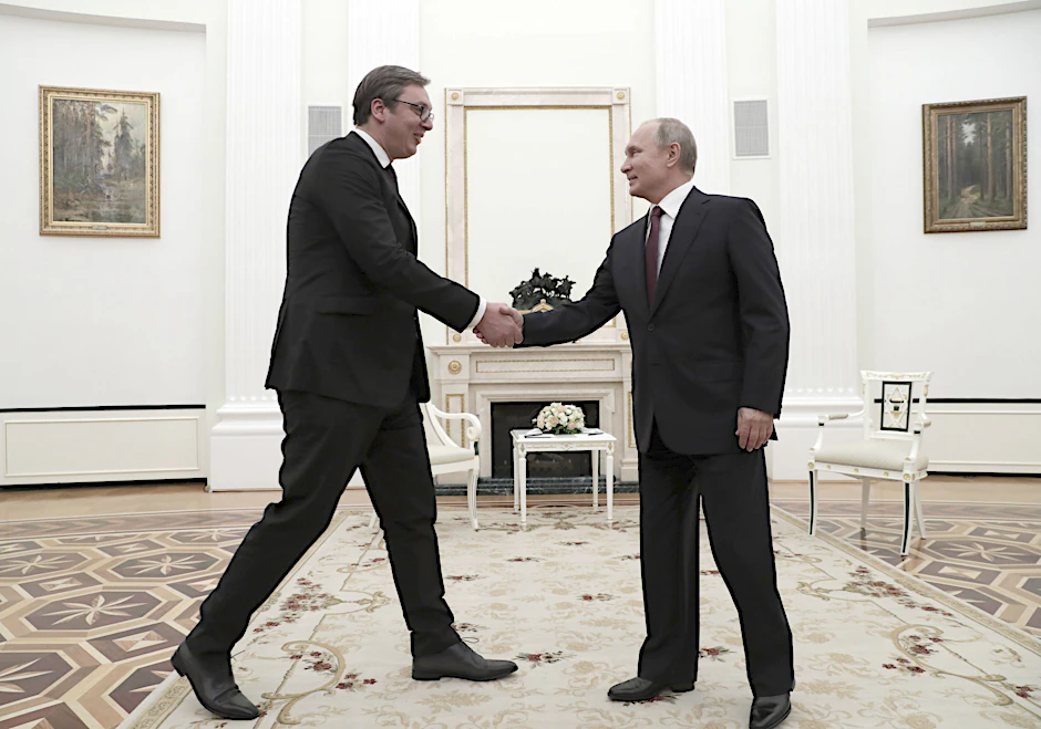 Serbiens Präsident Aleksandar Vucic und der russische Präsident Wladimir Putin.