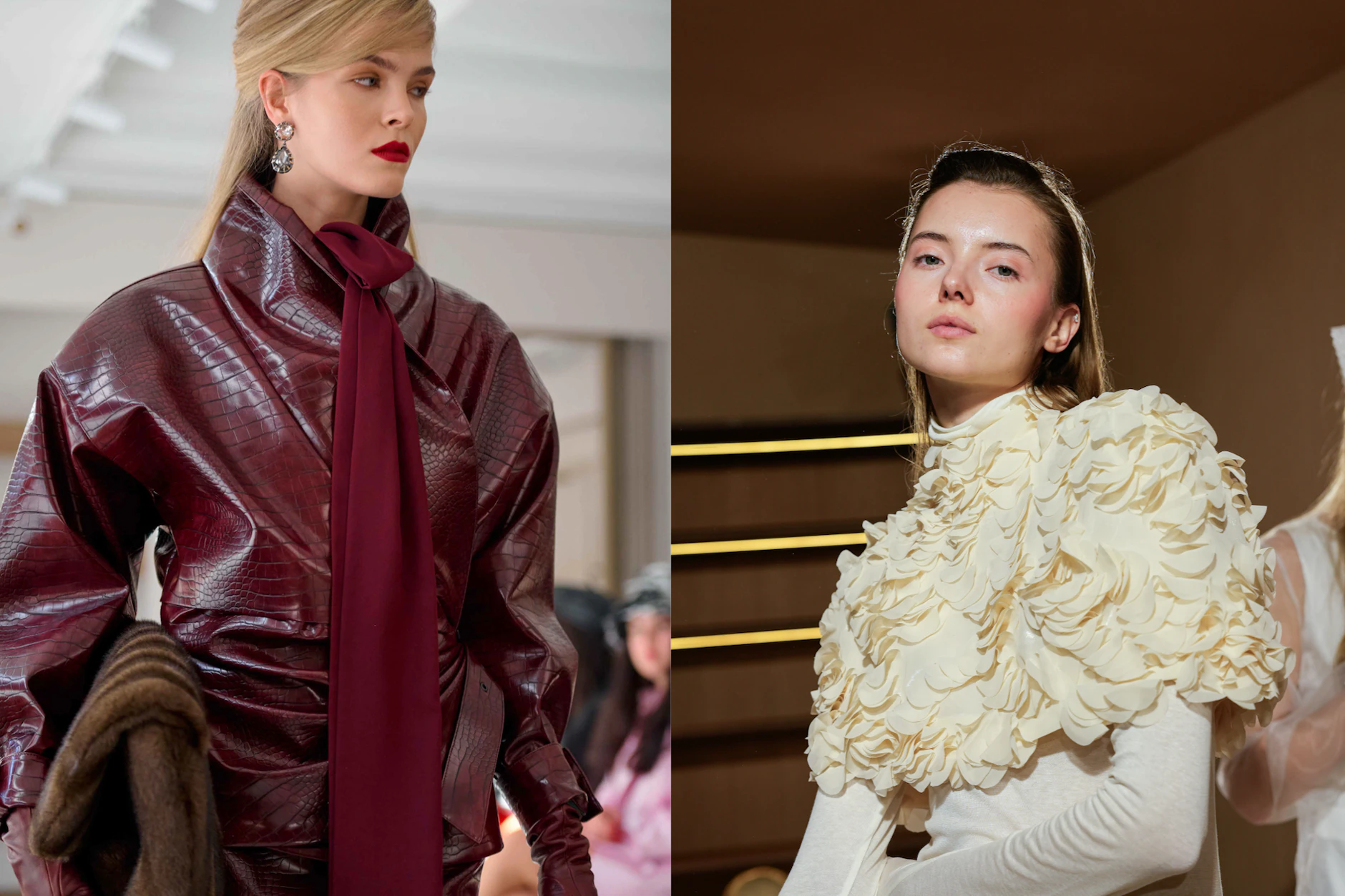 Ukrainian <a href="https://www.berliner-zeitung.de/suche?q=Fashion%20Week">Fashion Week</a>: Zwischen Leder-Looks von J’amemme und floralen Applikationen von Poustovit.