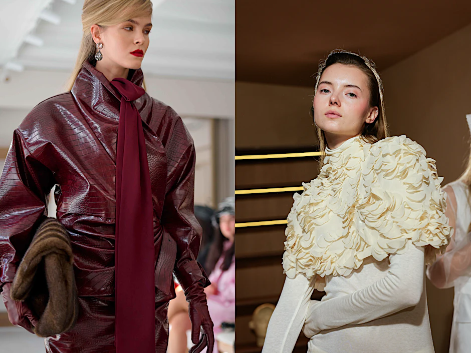 Ukrainian <a href="https://www.berliner-zeitung.de/suche?q=Fashion%20Week">Fashion Week</a>: Zwischen Leder-Looks von J’amemme und floralen Applikationen von Poustovit.