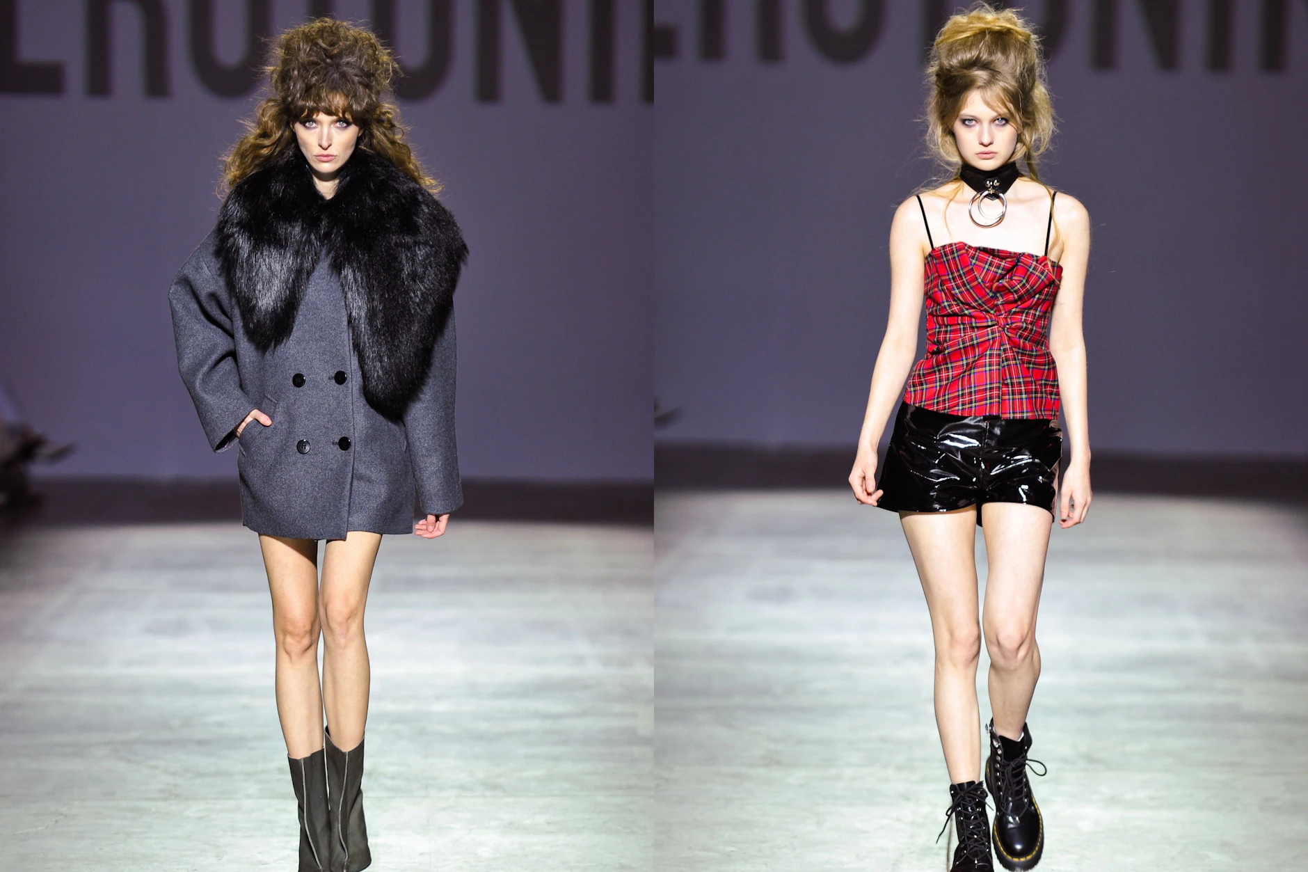 Tartan und Fell: Serotoninn bringt die Grunge-Ästhetik auf die Ukrainian Fashion Week.