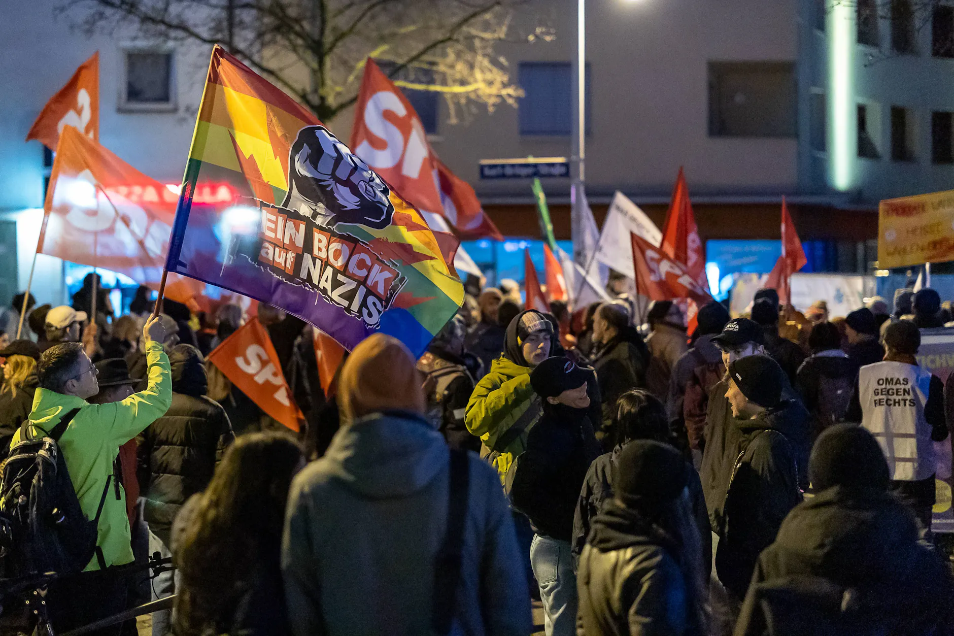 Demonstration gegen Rechtsextremismus.