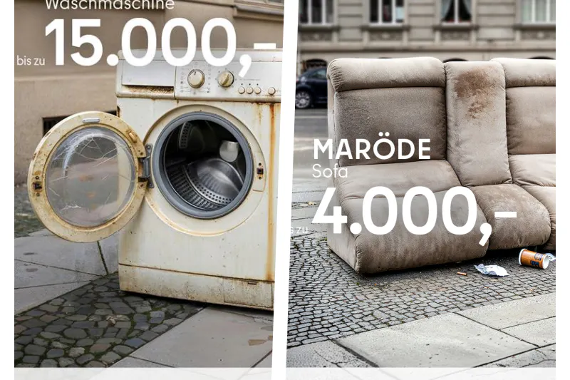 Defekta und Maröde - alte Waschmaschinen und Sofas gehören nicht einfach auf die Straße.