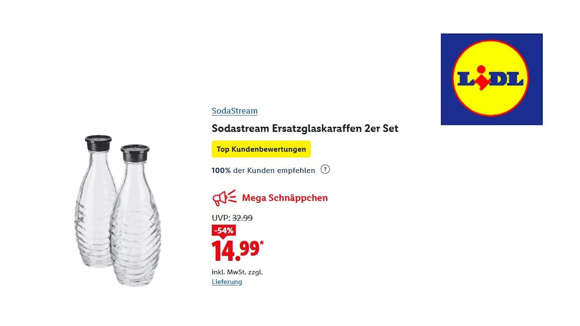 Ersatzglaskaraffen SodaStream