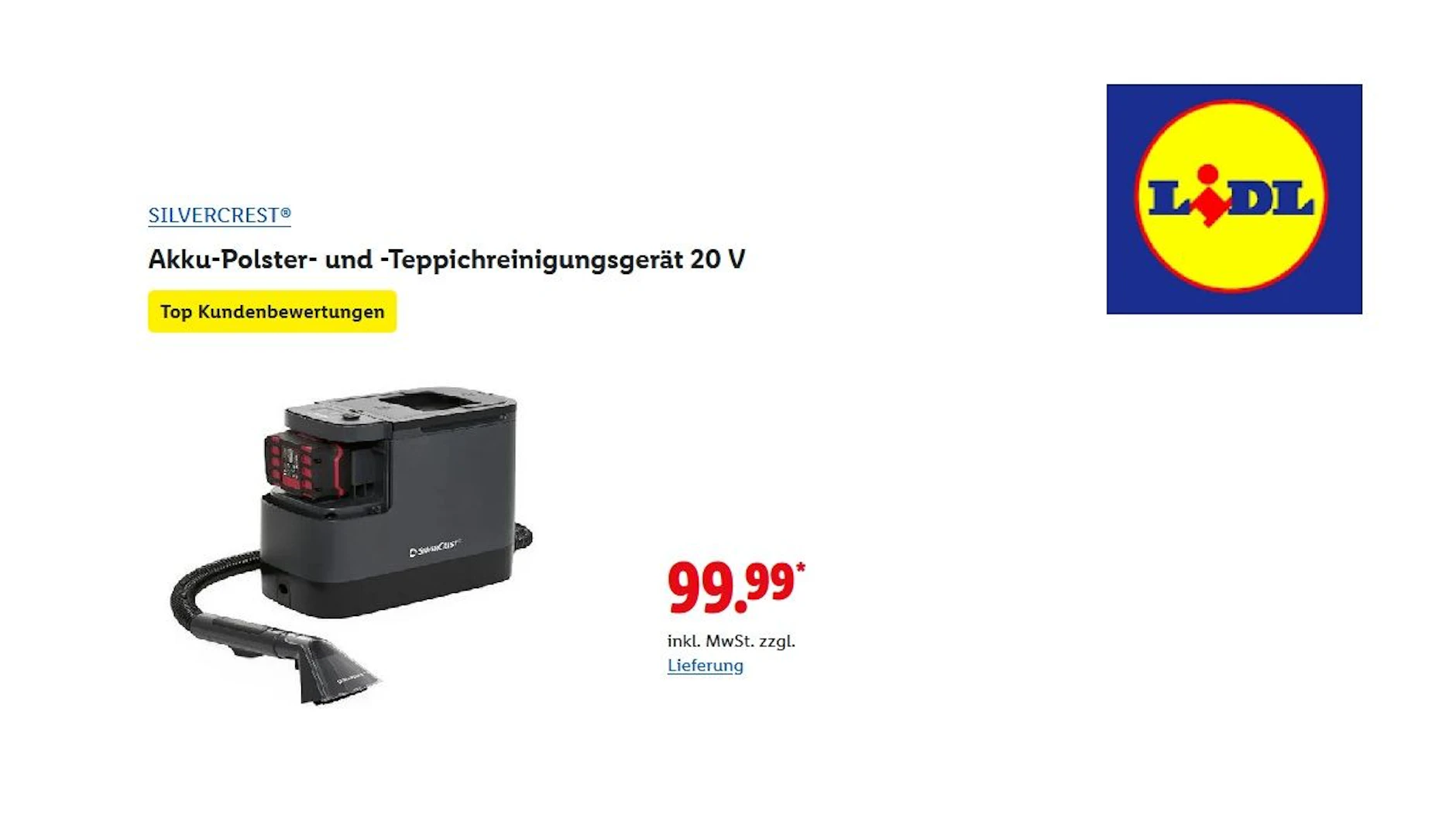 SILVERCREST Akku-Polster- und -Teppichreinigungsgerät 20 V