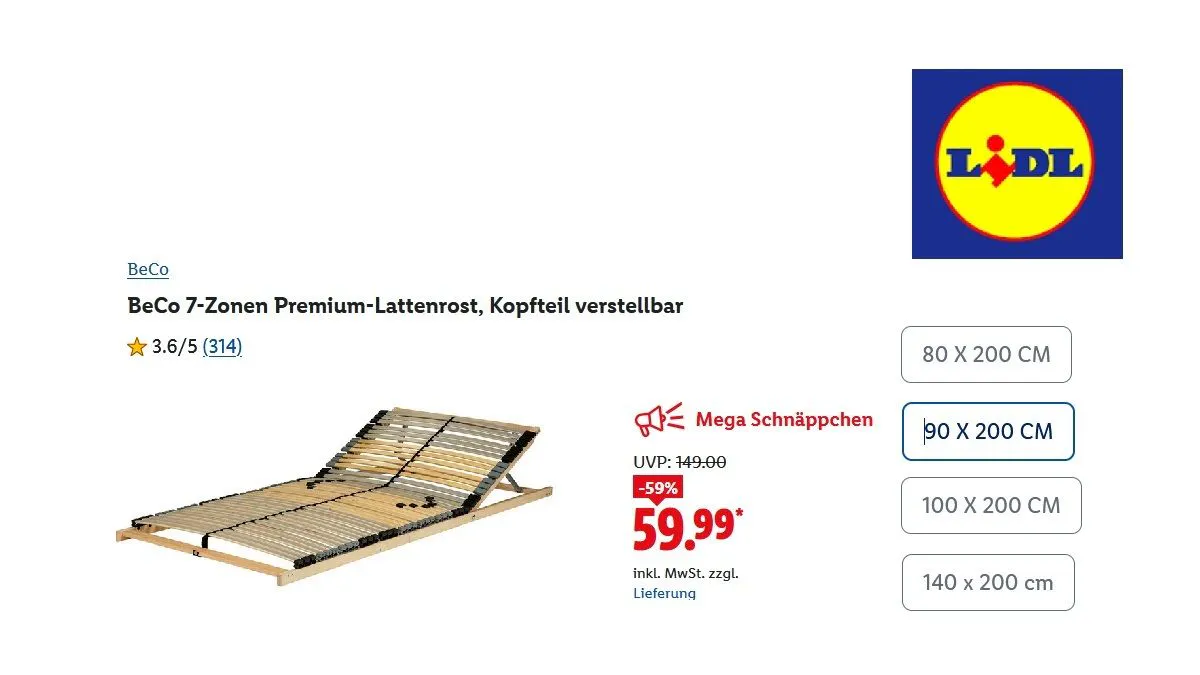 7-Zonen Premium-Lattenrost von BeCo