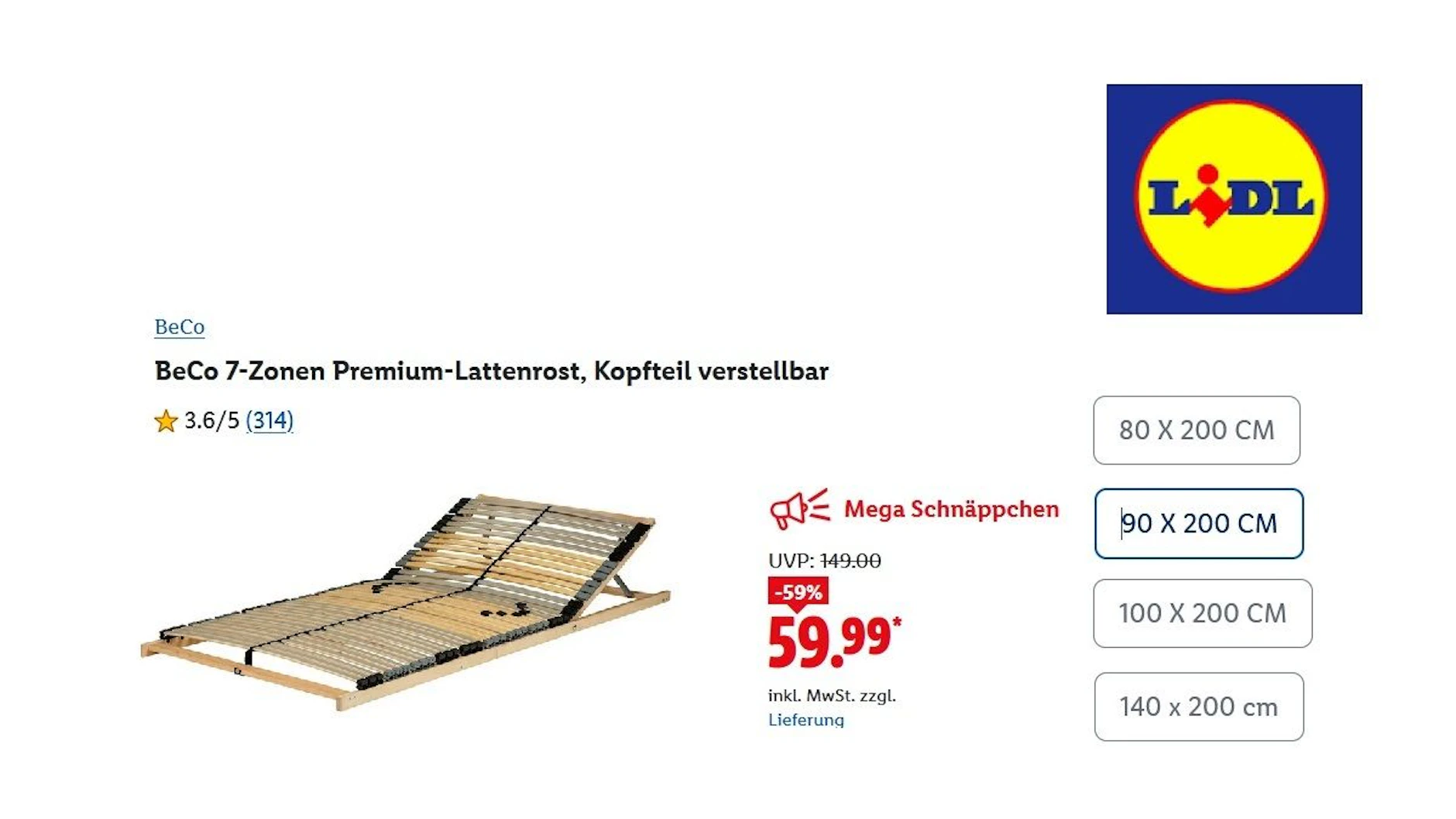 7-Zonen Premium-Lattenrost von BeCo