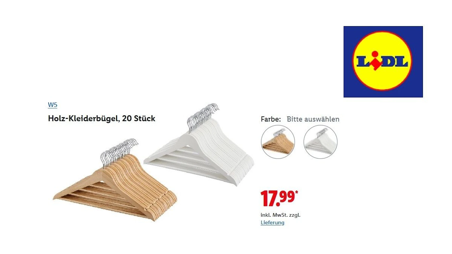 W5 Holz-Kleiderbügel im 20er Pack