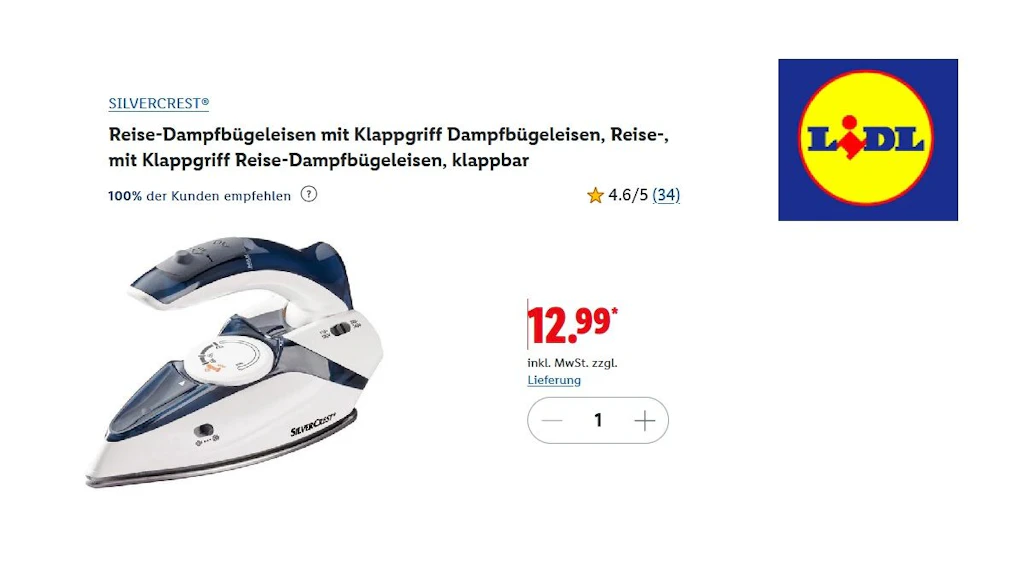SILVERCREST Reise-Dampfbügeleisen mit Klappgriff