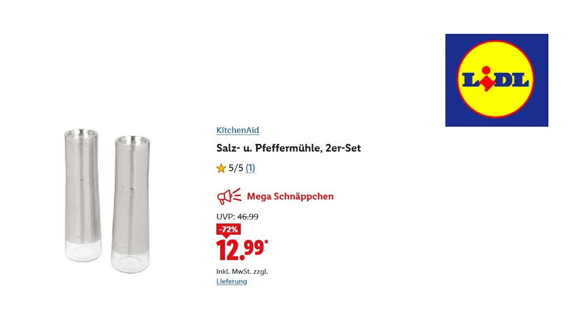 KitchenAid Salz- und Pfeffermühle im 2er-Set