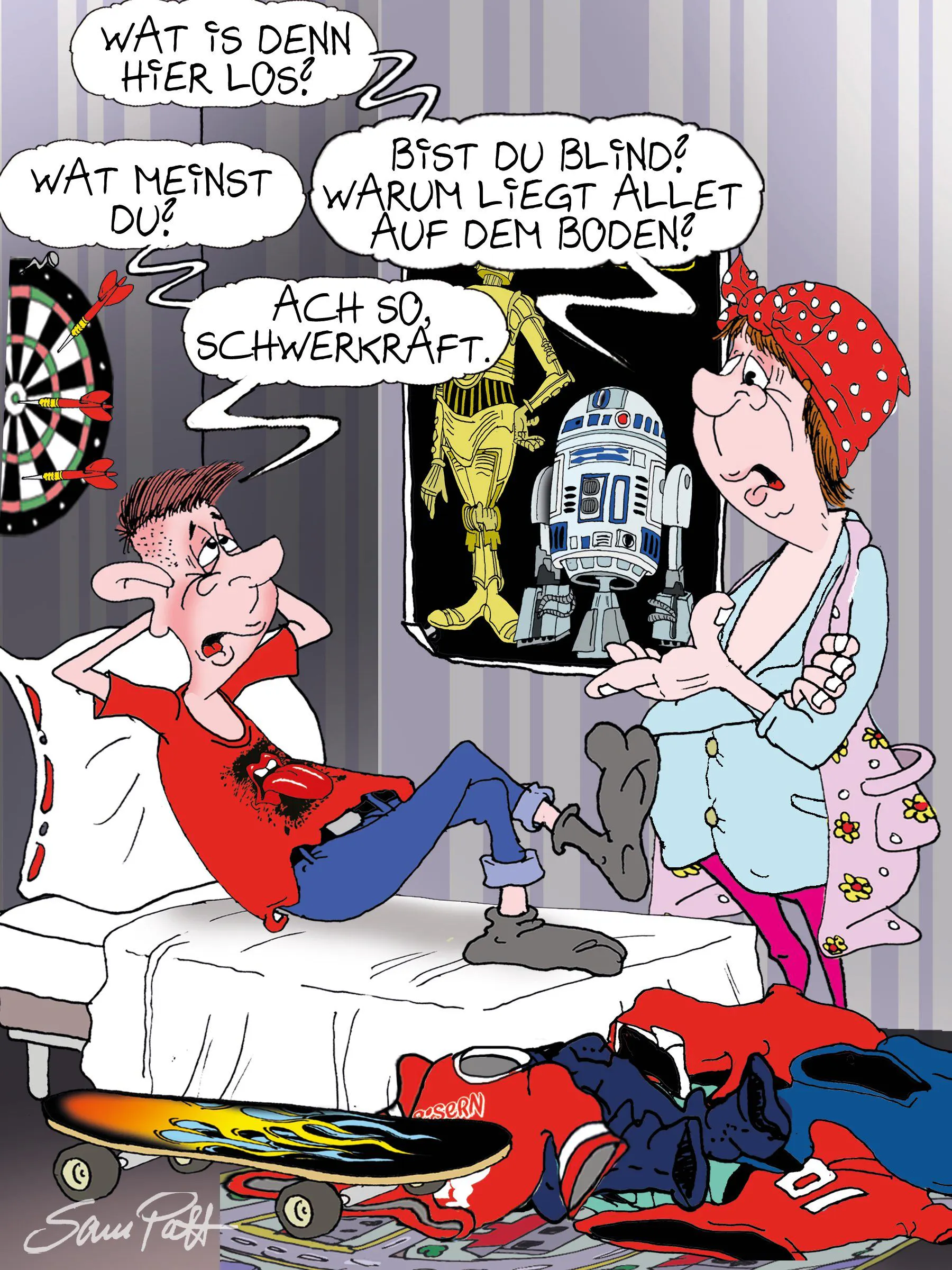 Der Cartoon des Tages kommt jeden Tag von unserem Zeichner Sam Paff aus Berlin.