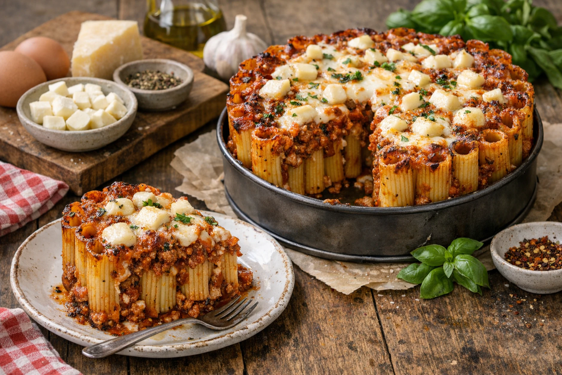Rigatonitorte ist ein besonderer Kuchen aus Nudeln. Mit unserem Rezept können Sie die herzhafte Torte aus Das große Promibacken auch in der eigenen Küche zaubern.