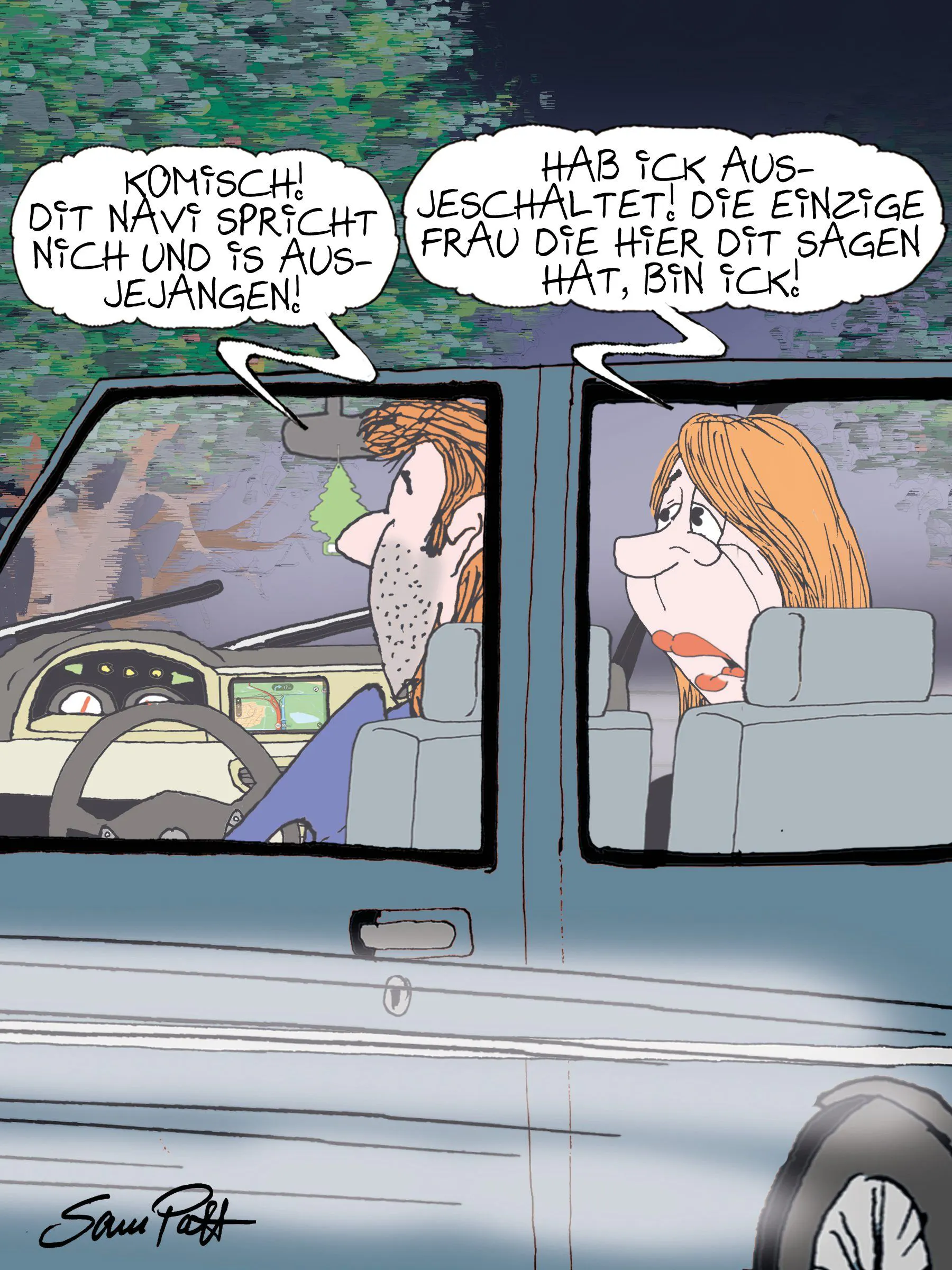 Der Cartoon des Tages kommt jeden Tag von unserem genialen Zeichner Sam Paff aus Berlin. Er begeistert unsere Leserinnen und Lesser tagtäglich mit seinem besonderen Berliner Humor.