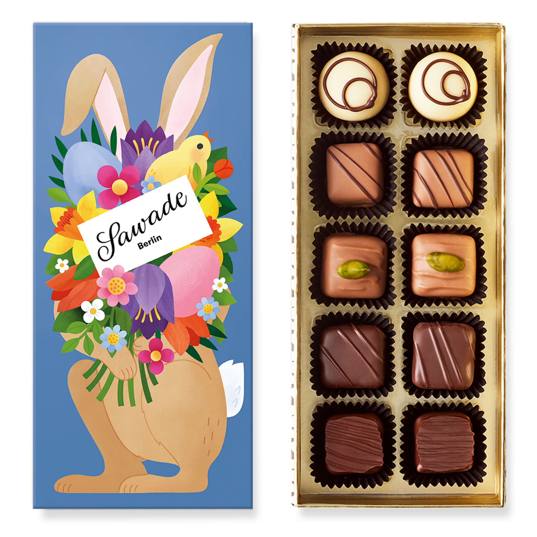 Damit braucht man sich nicht verstecken: Die Lieblingspralinen bringt der niedliche Hase aus der Feder von Clare Owen.