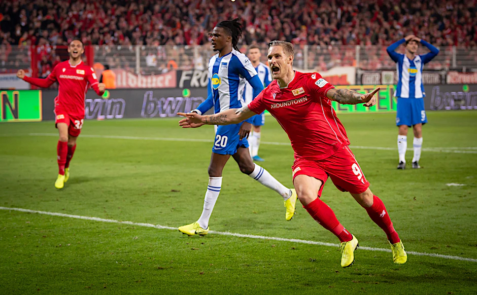 Ein Moment für die eiserne Ewigkeit: Sebastian Polter erzielte im November 2019 im ersten Hauptstadt-Derby gegen Hertha BSC das goldene Tor zum 1:0 für den 1. FC Union Berlin.