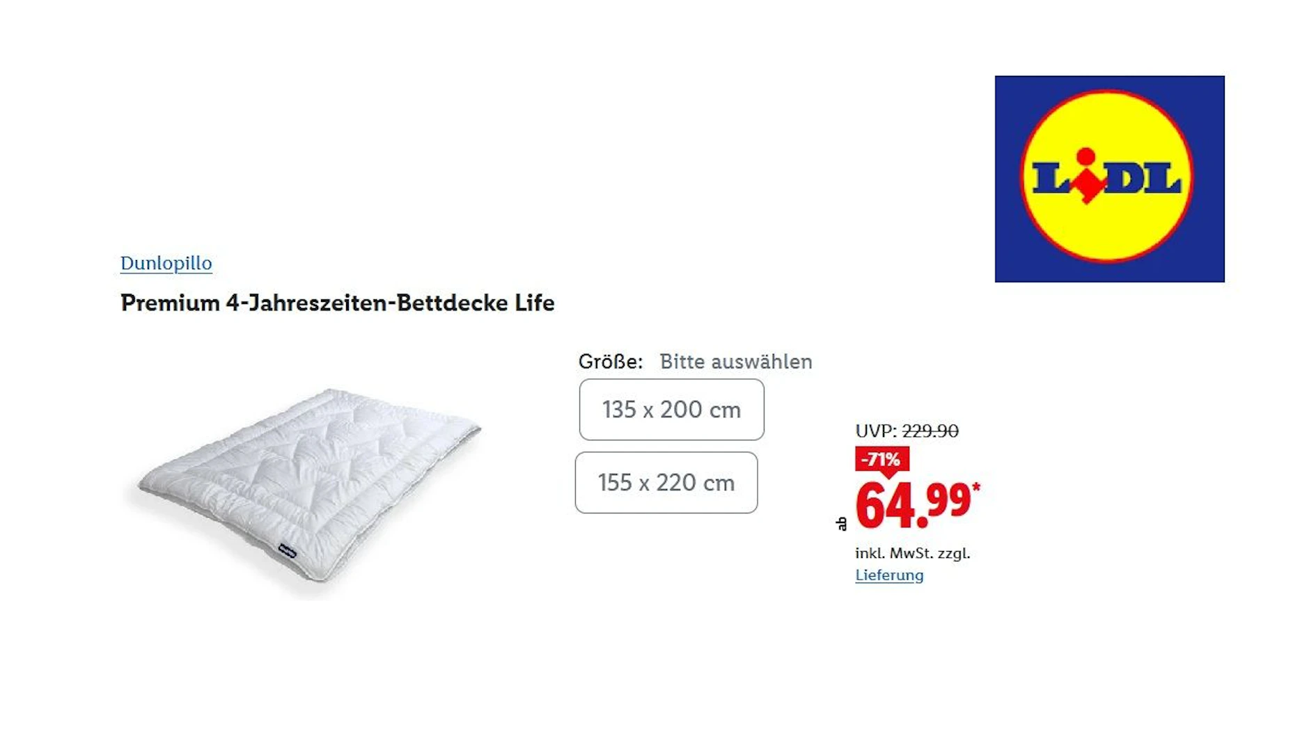 Dunlupillo Premium 4-Jahreszeiten-Bettdecke