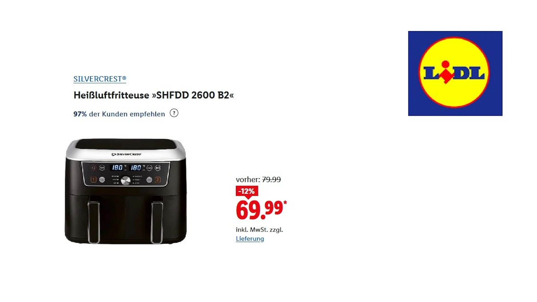 SILVERCREST Heißluftfritteuse mit zwei unabhängigen Garzonen