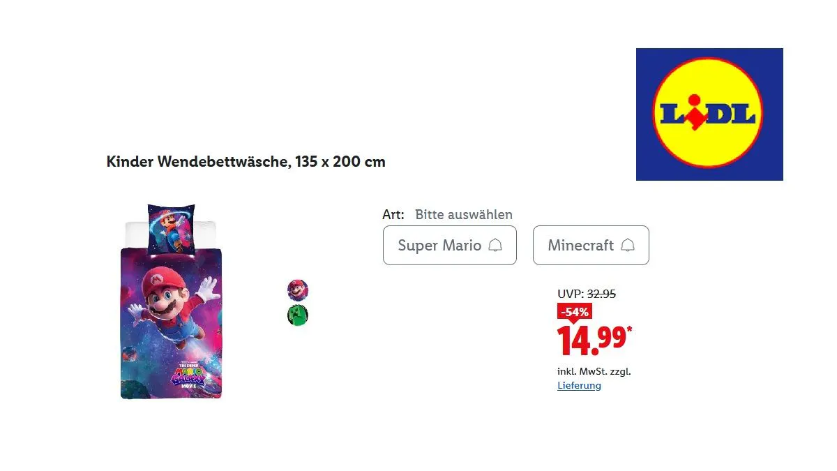 Baumwoll- Bettwäsche im Super Mario- oder Minecraft- Design