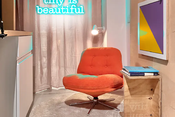 So sieht ein Musterzimmer aus in dem 1:1-Modell im Büro von Gemeinwohlbau in Kreuzberg.