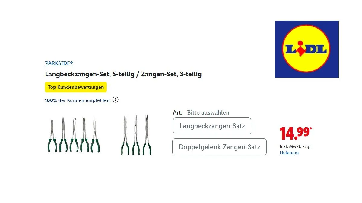 Zangen-Set in unterschiedlichen Ausführungen