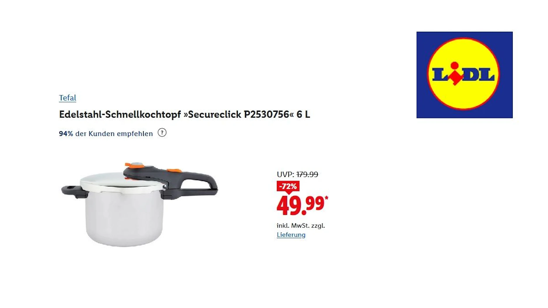 Edelstahl-Schnellkochtopf von Tefal