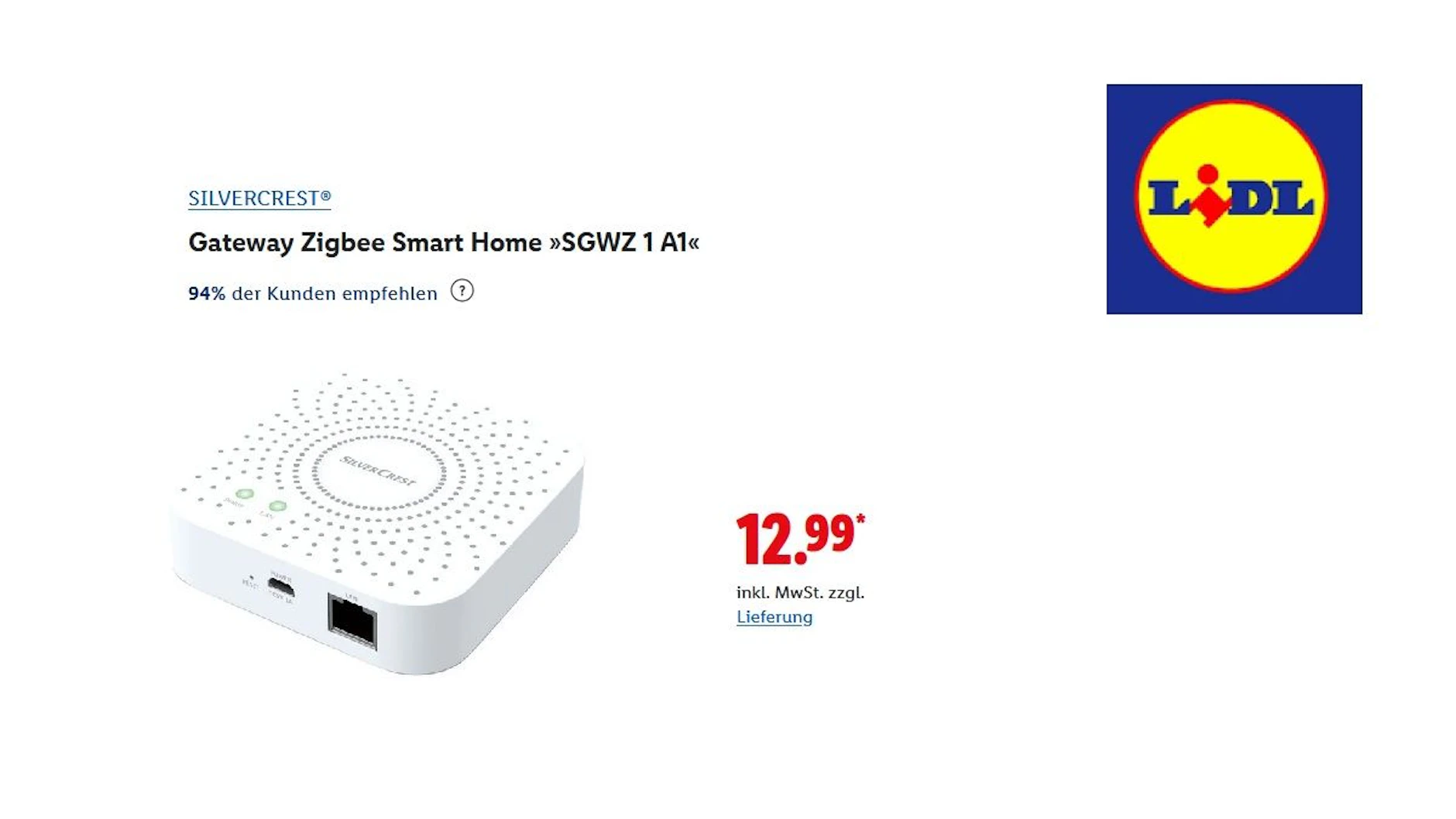 SILVERCREST Smart Home Gateway Zigbee