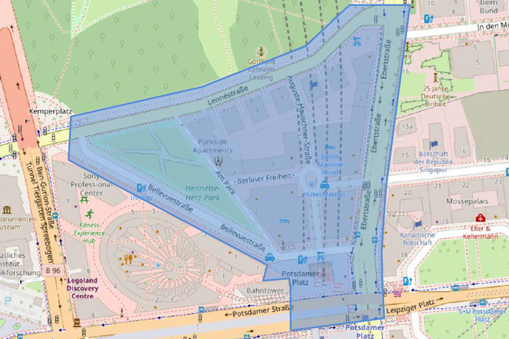 Der Potsdamer Platz und der nördliche Bereich davon sind für Demonstrationen gesperrt.