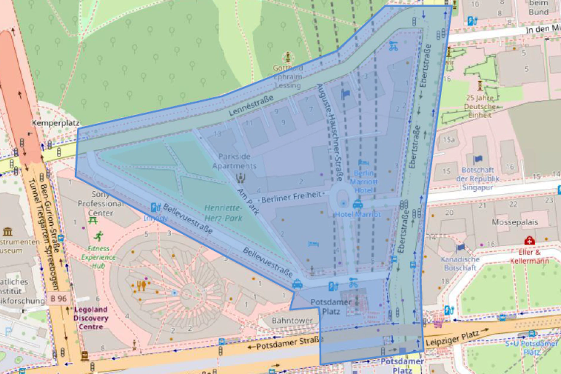 Der Potsdamer Platz und der nördliche Bereich davon sind für Demonstrationen gesperrt.