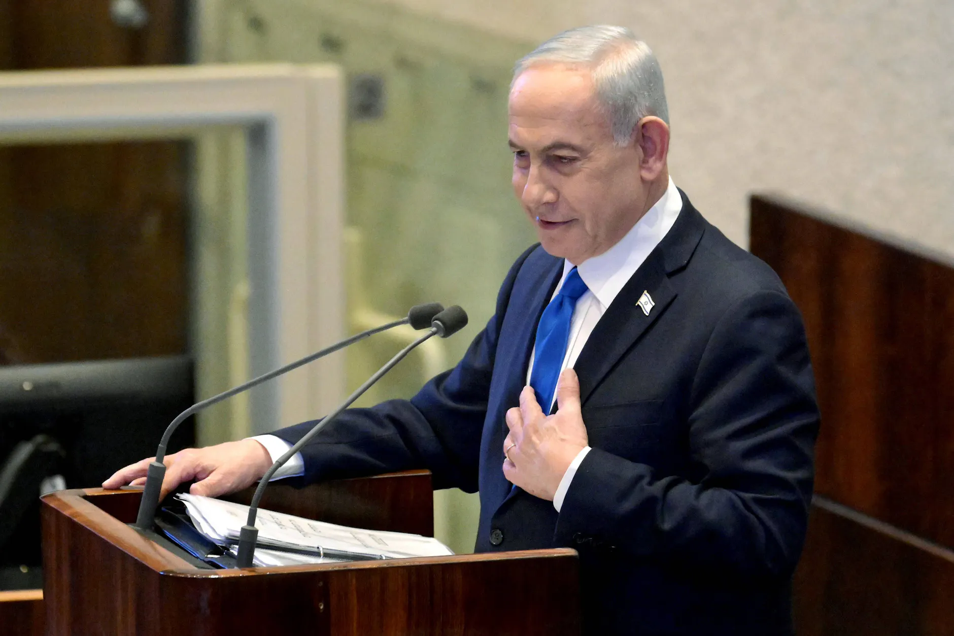 Israels Ministerpräsident Benjamin Netanjahu im Parlament in Jerusalem. Er stimmte für das Gesetz zur Todesstrafe. (Archivbild)