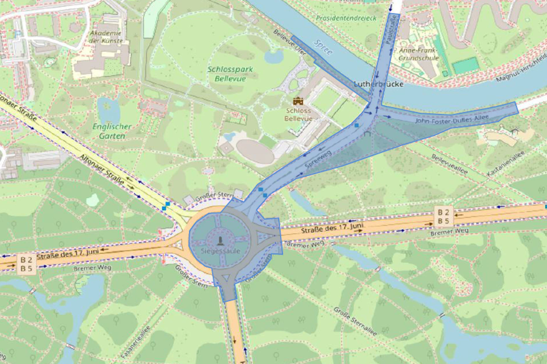 Der Große Stern und der Bereich um das Bellevue sind für Demonstrationen gesperrt.