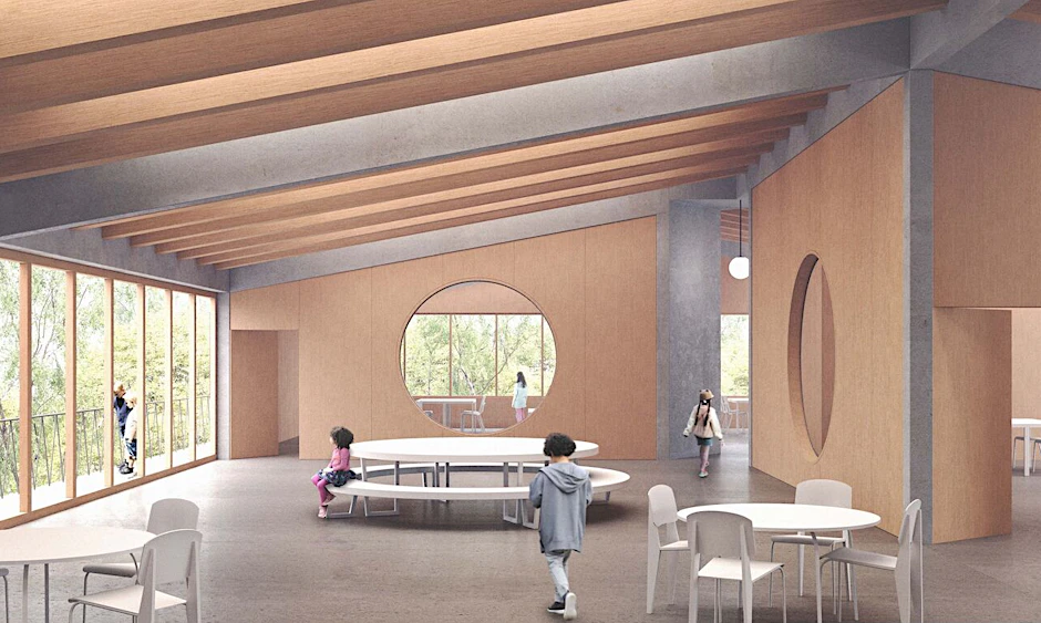 Ein Blick in das lichtdurchflutene Erdgeschoss: Die Animation der Architekten zeigt, wie es mal im Inneren aussehen wird.