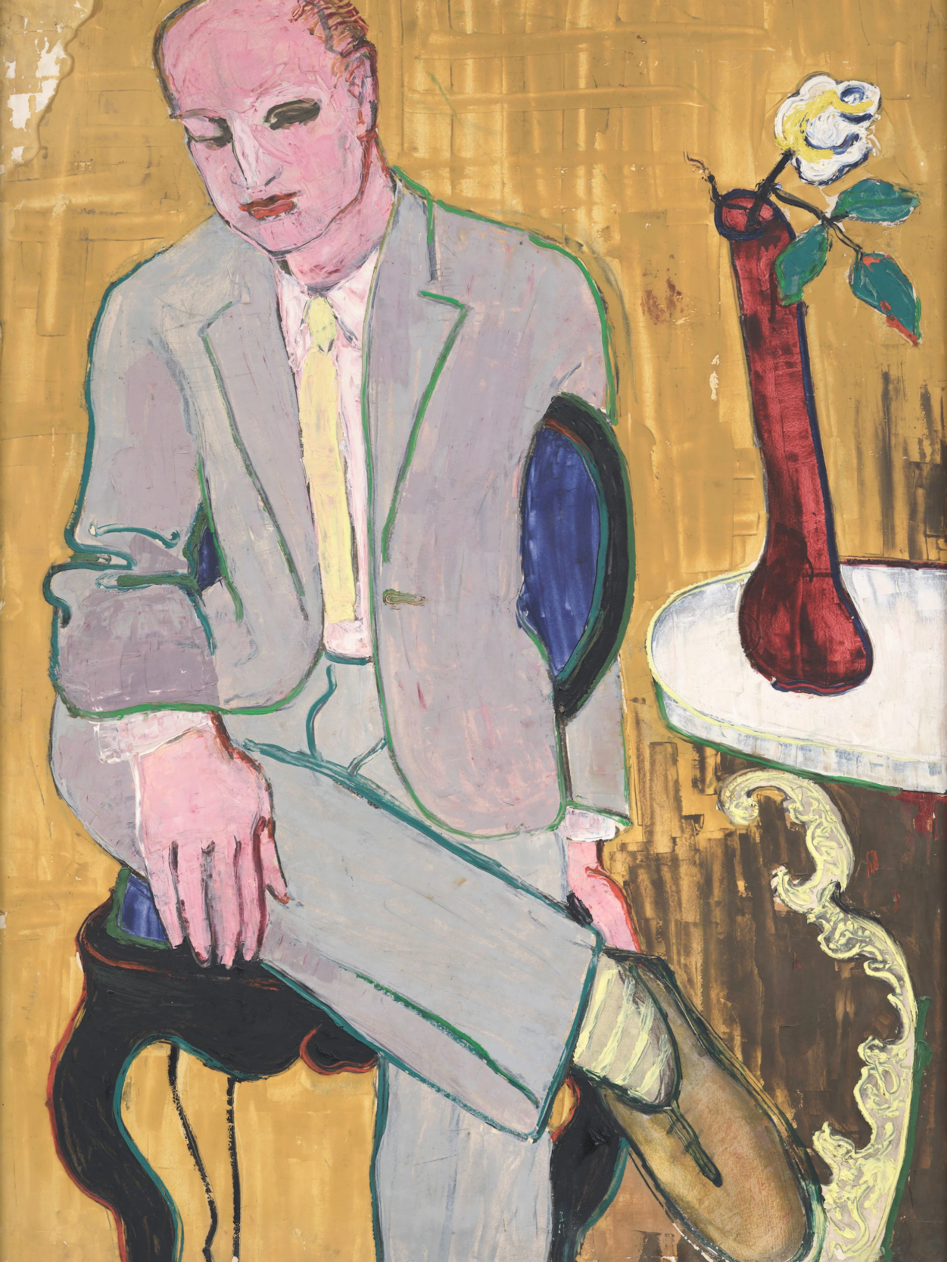 Jochen Hass: „Portrait des Berliner Freundes Walter“, Juli 1952, Öl auf Karton
