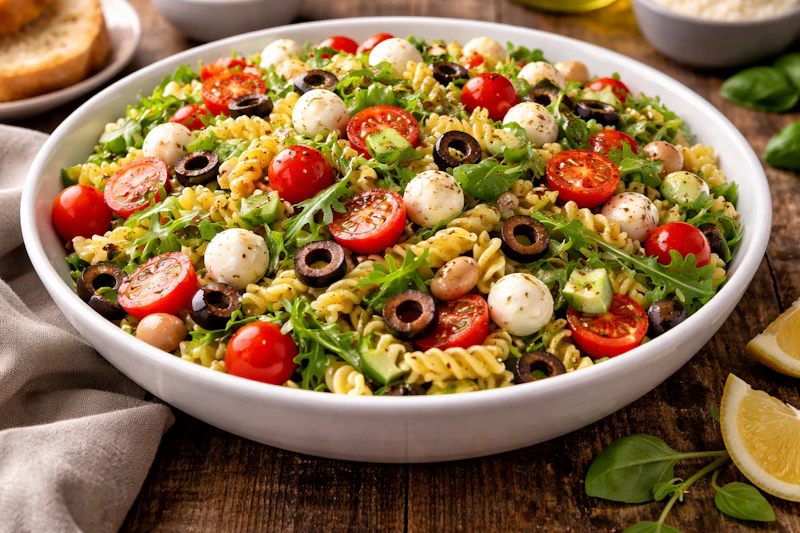 Mit Pasta, Tomaten und Mozarella: Der 7-Tassen-Salat auf italienische Art